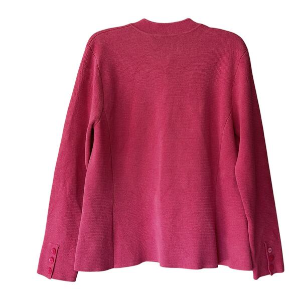 Talbots Silk Blend Knit Cardigan Blazer Jacket L Coral Rose Classic Career - Picture 2 of 6
